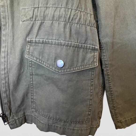BP Olive Utility Jacket Small Soft Grunge Military Cargo Anthro Style - Picture 6 of 12